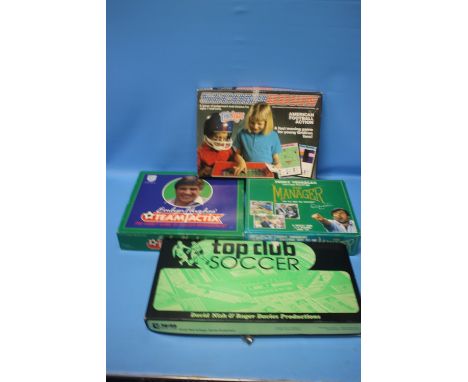 VINTAGE FOOTBALL / SOCCER BOARD GAMES to include "top club soccer" by David Nish &amp; Roger Davies Productions, "Emlyn Hughe