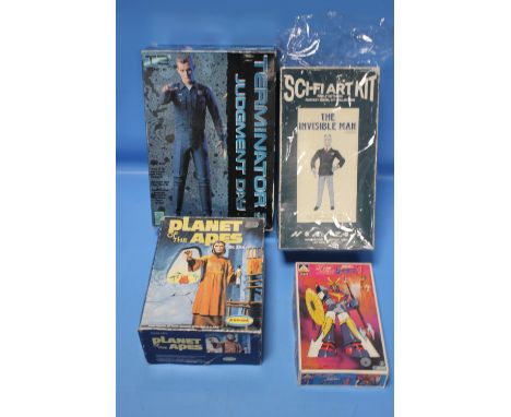FILM RELATED MODEL KITS to include Sci-Fi Art Kit The Invisible Man, Aurora Planet of The Apes Dr. Zira, Horizon Terminator J