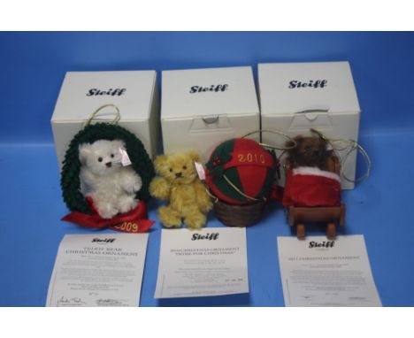 STEIFF CHRISTMAS ORNAMENTS, Exclusive to Danbury Mint, 2011 brown, 10 cm, 588/Production limited to the year 2011, 2010 honey
