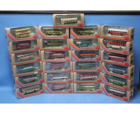 TWENTY FIVE BOXED EXCLUSIVE FIRST EDITIONS DIE CAST BUSES AND COACHES, 1: 76 SCALE.