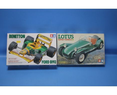 TAMIYA MODEL RACING CAR KIT 1/20 Benetton Ford B192 not factory sealed but looks new and complete together with Tamiya 1/24 L