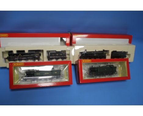 FOUR BOXED HORNBY 00 GAUGE STEAM LOCOMOTIVES R.2402 GWR HARDWICK GRANGE 4-6-0, R.2631 LMS ROYAL SCOT CLASS "THE GREEN HOWARDS