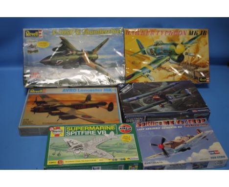 REVELL MODEL AEROPLANE KITS to include 1:32 Hawker Typhoon MK 1B, 1:48 F-105F/G Thunderchief and 1:72 Avro Lancaster Mk-I tog