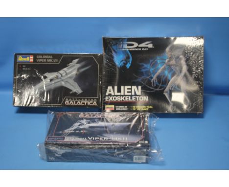 BATTLESTAR GALACTICA MODEL KITS to include Moebius Models Colonial Viper MkII and Revell Colonial Viper MK.VII together with 