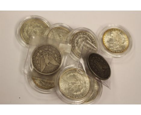 Ten United States Morgan Dollars, includes two 1885, 1886, 1887, 1891, two 1896 two 1898 and a 1899