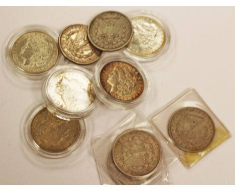 Ten United States Morgan Dollars, includes 1883-1889, 1896-1898