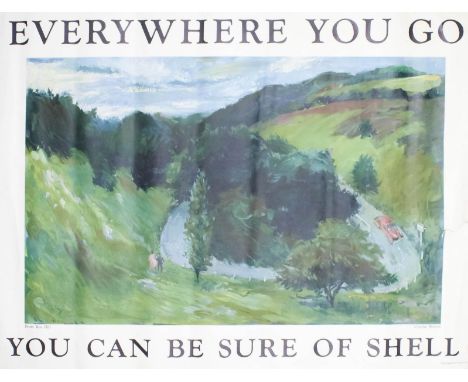 Charles Mozley (1915-1991) - Coloured lithograph - Shell Oil Poster - "From Box Hill" - "Everywhere You Go You Can Be Sure of
