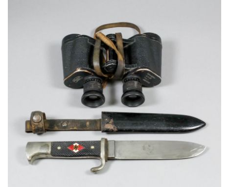 A Hitler youth dagger, the 5ins blade with high ricasso, stamped "R.Z.M" over "M.7-10" over "1938", the hilt with machined gr