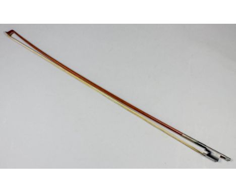 A German silver mounted violin bow by Albert Nurnberger with octagonal stick and stamped "*Albert Nurnberger*" (weight 60 gra