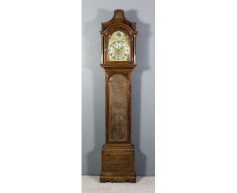 An 18th Century mahogany longcase clock by James Brogden of London, with 12ins arched brass dial, silver chapter ring with Ro