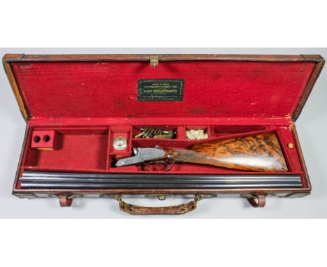 A good CSL 12 bore side lock side by side non ejector shotgun by Army & Navy, No. 24044, the 30ins blued steel barrels with p