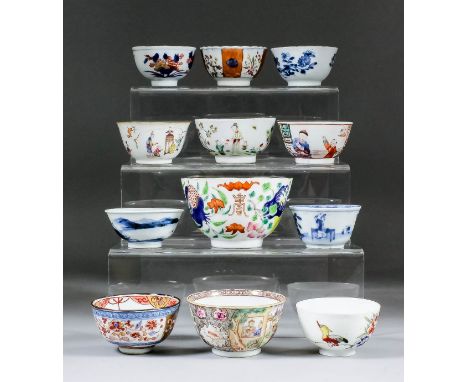 A collection of predominantly Chinese blue and white  porcelain and enamelled tea bowls, a small quantity of saucers, and oth
