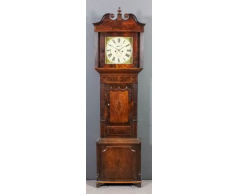 A 19th Century oak and mahogany longcase clock by Robert Joyce & Sons of Ruthin, the 13ins square painted dial with Roman num