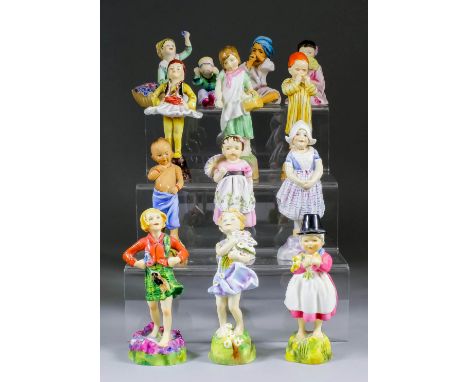 A set of thirteen Royal Worcester bone china figurines - "Children of the Nations", modelled by Freda Doughty, including - "G