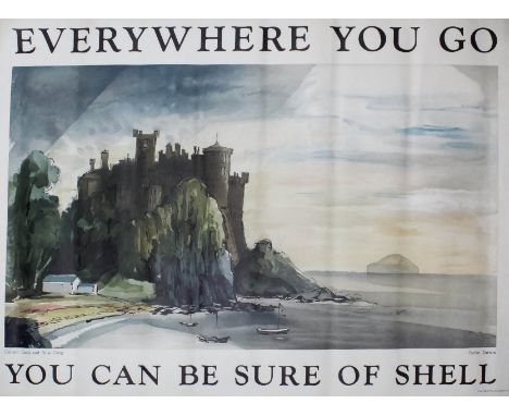 Robert Darwin (1910-1974) - Coloured lithograph - Shell Oil Poster - "Culzean Castle and Ailsa Craig" - "Everywhere You Go Yo