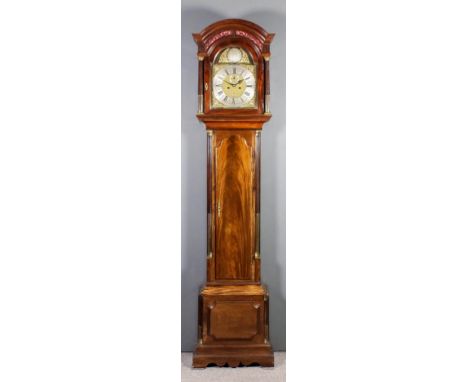 An 18th Century mahogany longcase clock by Thomas and John de la Houilliere of London, the 12ins arched brass dial with wide 