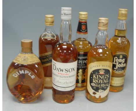 Seagram's 100 Pipers Deluxe Scotch Whisky, 75cl, 40%, one bottle; Haig's Dimple, one bottle; LongJohn Whisky, 75.7cl, one bot