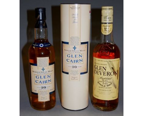 Glen Cairn aged 10 years single Islay malt Scotch Whisky, 70cl, 40%, one bottle in carton; and Glen Deveron 12 year old singl