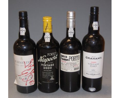 Graham's 2000 vintage Port, one bottle; Quinto do Passadouro 2000 vintage port, one bottle; Niepoort 2000 vintage port, one b