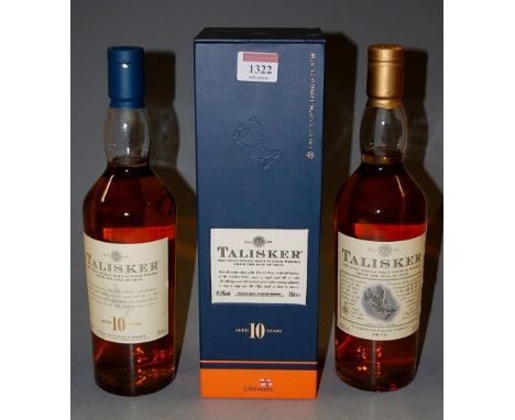 Talisker aged 10 years single malt Scotch Whisky, 70cl, 45.8%, in lifeboats carton with fabric label, one bottle; and one oth