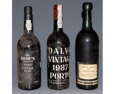 Rebello Valente 1970 vintage port, shipped by Robertson Brothers &amp; Co Ltd, one bottle; Dow's 1980 vintage port, one bottl