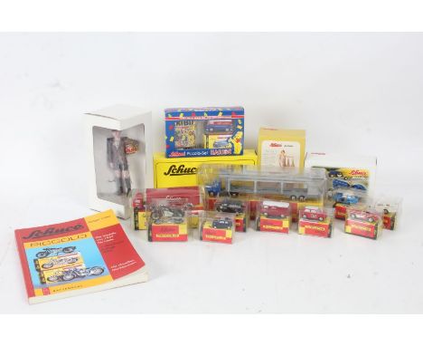 Collection of Schuco, to include 761 Autotransporter 1:90, Mercedes-Benz transporter with Porsche tractor, 743 Refrigerator S