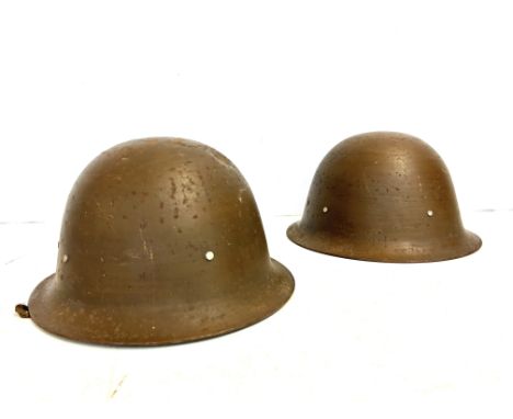 Rare Early WWII Japanese Betty Bomber Helmets x 2.Attrition rates of flight crew from flak of Japanese Betty Bombers was high