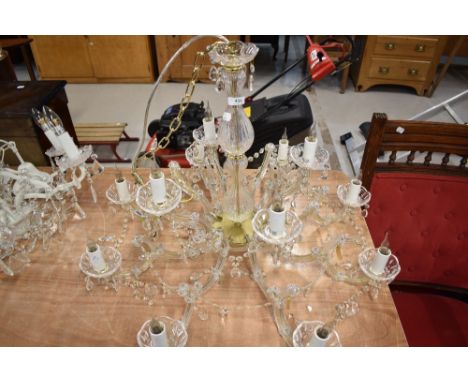 A glass electrolier/chandelier  light fitting