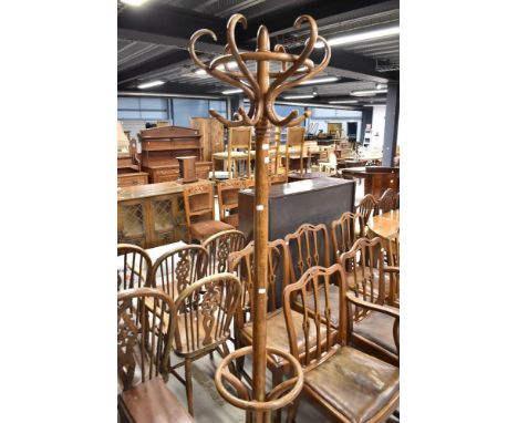 A vintage bent wood hat and coat stand
