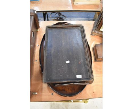 Three vintage wooden serving trays