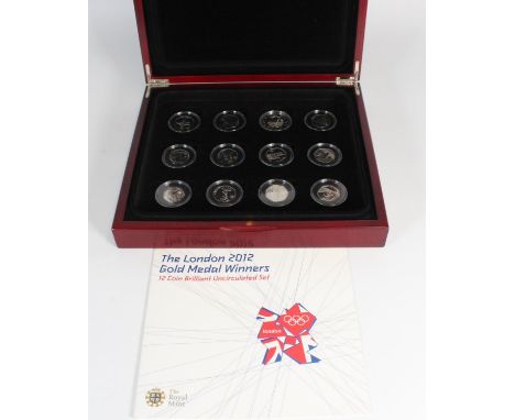 The Royal Mint 'The London 2012 Gold Medal Winners 12 Coin Brilliant Uncirculated Set' coin set containing eleven UNITED KING