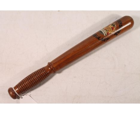 Scottish police truncheon, the plain hardwood body painted with Tudor crown and 'ABERDEENSHIRE CONSTABULARY', 35cm long.