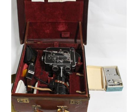 Paillard Bolex H16 Reflex 16mm camera with Som Berthiot of Paris Pan-Cinor 1:2 f=17 a85 lens, in fitted leather carrying case