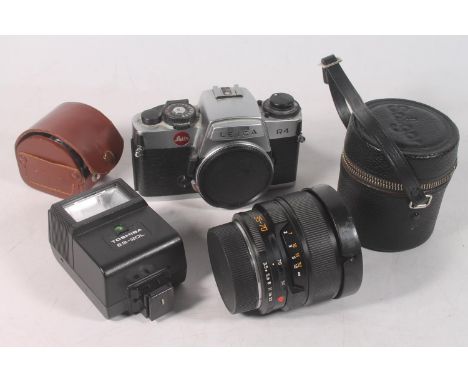 Leica R4 camera by Ernst Leitz GMBH of Wetzlar Germany, serial number 1604003, together with a Leica Vario-Elmar-R 1:3.5/35-7