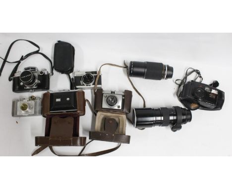 Vintage cameras and accessories to include Miranda Sensorex SLR camera with Auto Miranda 1:1.9 f=5cm lens, Nikon Lens Series 