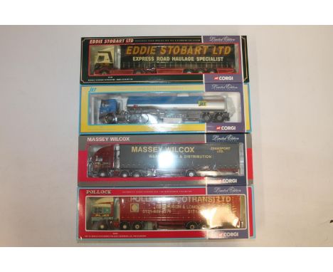 Corgi Toys 1:50 scale limited edition diecast articulated lorry models to include 75205 ERF EC Series Curtainside Pollock Sco