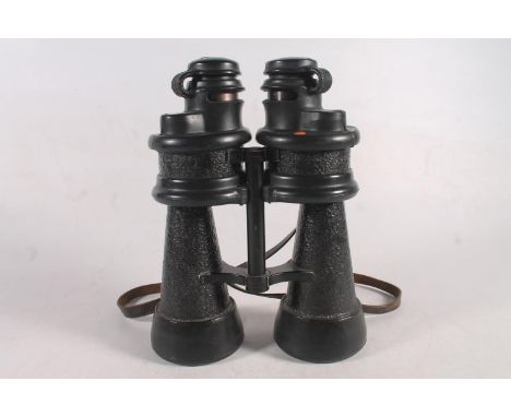Pair of WWII era Nazi German Naval Kriegsmarine 7x50 U Boat binoculars, stamped '7x50 beh 448818', manufactured by Leitz, 23c