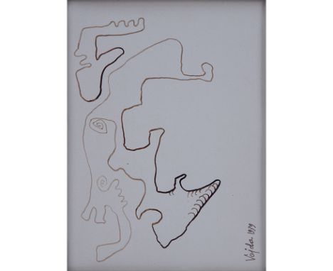 Attributed to: Lajos Vajda, Hungarian (1908 - 1941) Ink on paper "Surrealist Sketch". Signed and dated 1939 lower left. Tonin