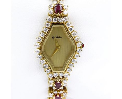 Lady's Vintage Cy Fredrics Approx. 5.50 Carat Round Brilliant Cut Diamond, 4.50 Carat Oval Cut Ruby and 14 Karat Yellow Gold 