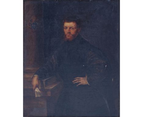 After: Jan Stephan von (Calcker) Calcar, Dutch (1499-1550) Oil on board "Portrait Of Melchior von Brauweiler". Inscribed lowe