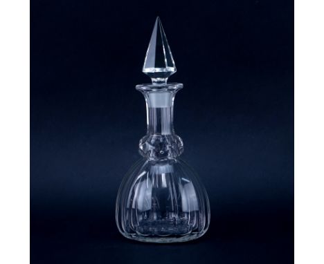 Heisey Prism Band Clear Glass Decanter. Good condition. Measures 11-1/2" H. Shipping $58.00 (estimate $50-$100)