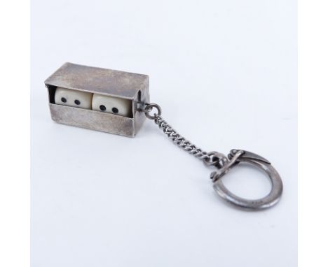 Vintage Cartier Silver Dice Keychain. Signed Cartier Sterling. Typical wear from use and age. Measures 1-1/4" L. Shipping $30