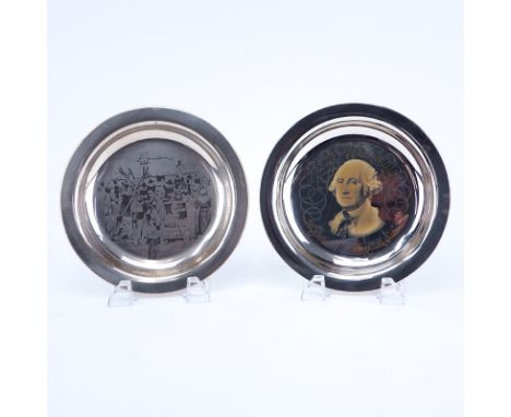 Collection of Two (2) Limited Edition Franklin Mint Sterling Silver Plates in Original Boxes. Includes: George Washington pla