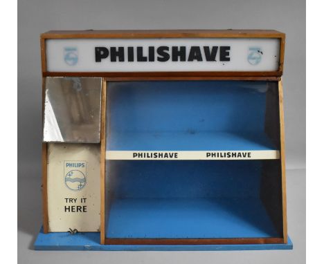 A Vintage Philishave Countertop Shop Display Cabinet, 57cm wide 