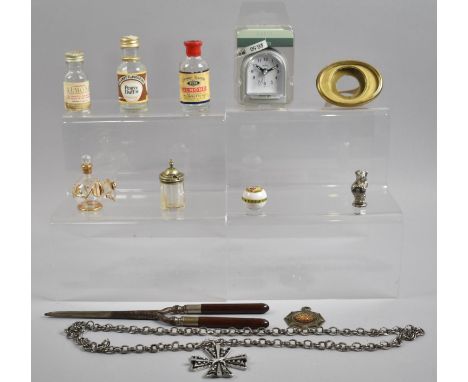 A Collection of Sundries to Include Late Victorian/Edwardian Glove Stretchers, Modern Crucifix, Small Alarm clock etc 