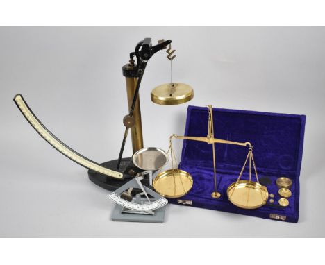 A Hamilton 50g Scale Balance, Brass Mounted Iron Based Scales by G&amp;G and a Cased Set of Pan Scales and Weights 