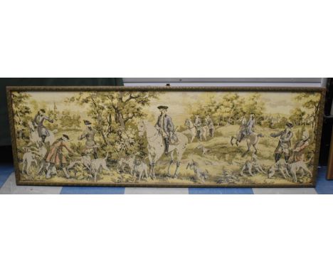 A Framed Italian Tapestry Depicting Hunting Scene, 44cm high 