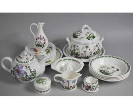 A Collection of Various Portmeirion to Comprise Botanic Garden plates, Shallow Bowls, Lidded Tureen, Jug, together with a Pom