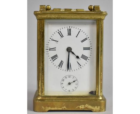 An Early 20th Century French Brass Cased Carriage Clock with Key but Movement Requires Attention, 11cm high 