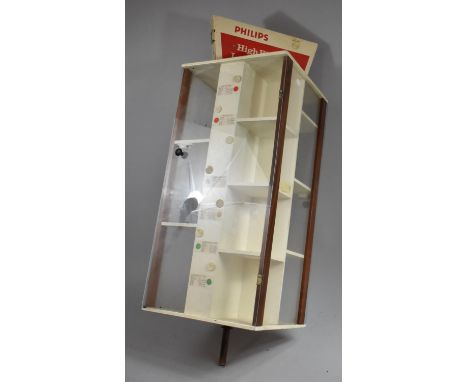 A Vintage Revolving Shop Display Cabinet for Philips High Fidelity Low Noise Tape, Missing Base Stand, 100cm high 